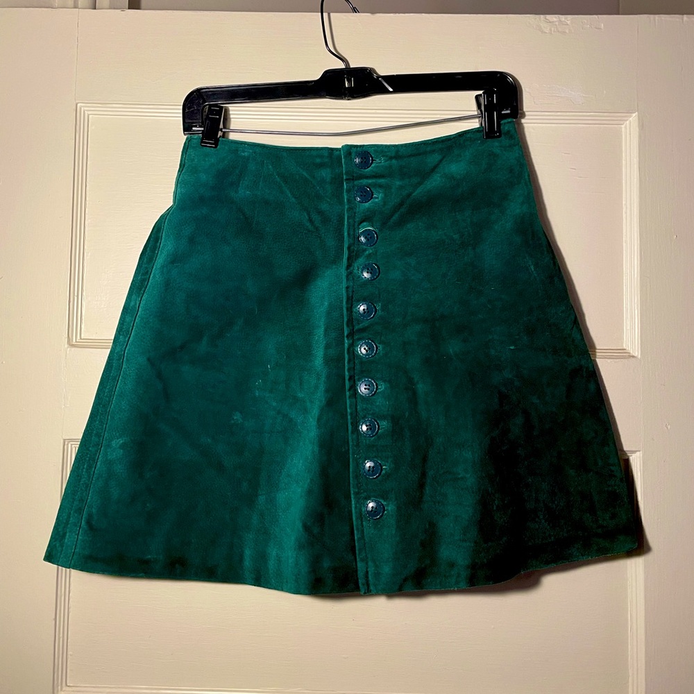 VINTAGE Otello Pelle 100% Leather Button Down Skirt Size 7